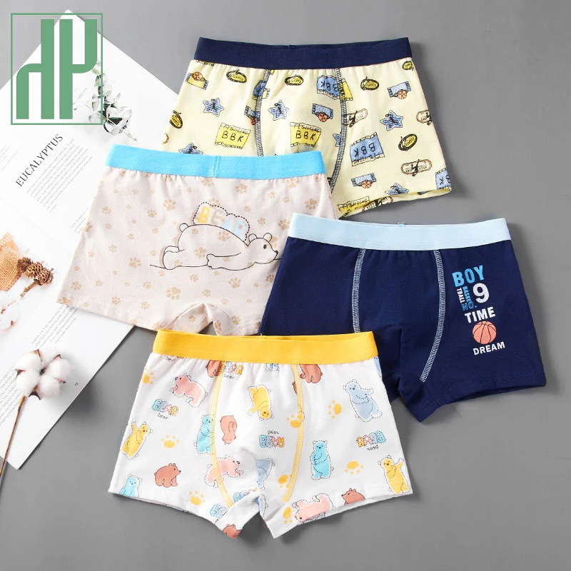 HH 3 unids/set de algodón puro niños calzoncillos de estilo Boxer niños bragas acogedor ropa interior de dibujos animados medio pequeño medias para niños pantalones cortos de niño