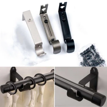 

Pack Metal Single Curtain Rod Bracket Curtain Rod Holder Wall Hanging Hook
