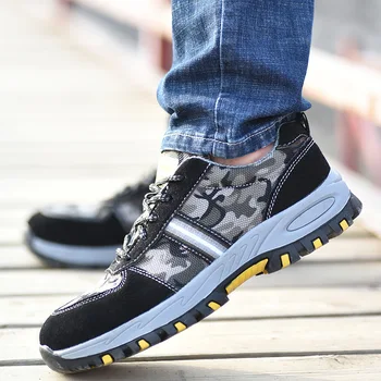 

Safety Shoes Mens Steel Toe Cap Anti-smashing Work Shoes Lightweight Breathable Mesh Construction Security Protection Boots