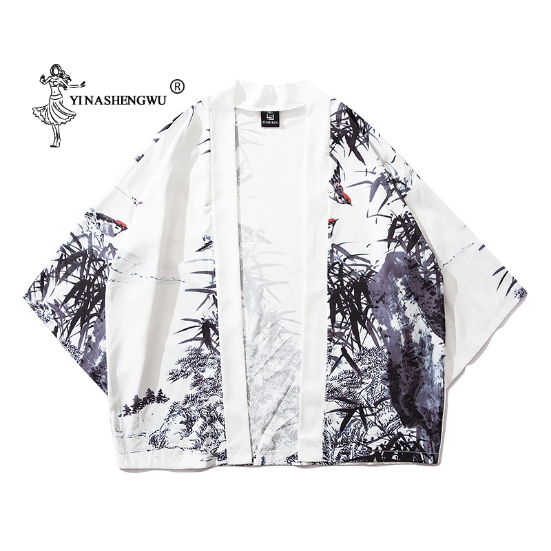 Одежда Yukata Для женщин традиционное японское кимоно, кардиган Япония Азиатский Femme блузки хлопковое кимоно Harakuju Винтаж рубашки топы с принтом