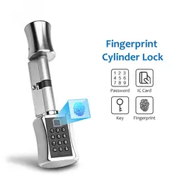 Сканер отпечатков пальцев, умный цилиндрический замок, европейский стиль, электронный дверной замок, цифровая клавиатура, код RFID, замок без