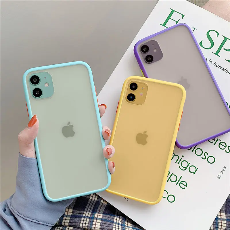 

Mint Hybrid Simple Matte Bumper Phone Case For iPhone 11 Pro Max XR XS Max 6S 8 7 Plus Shockproof Soft TPU Silicone Clear Cover