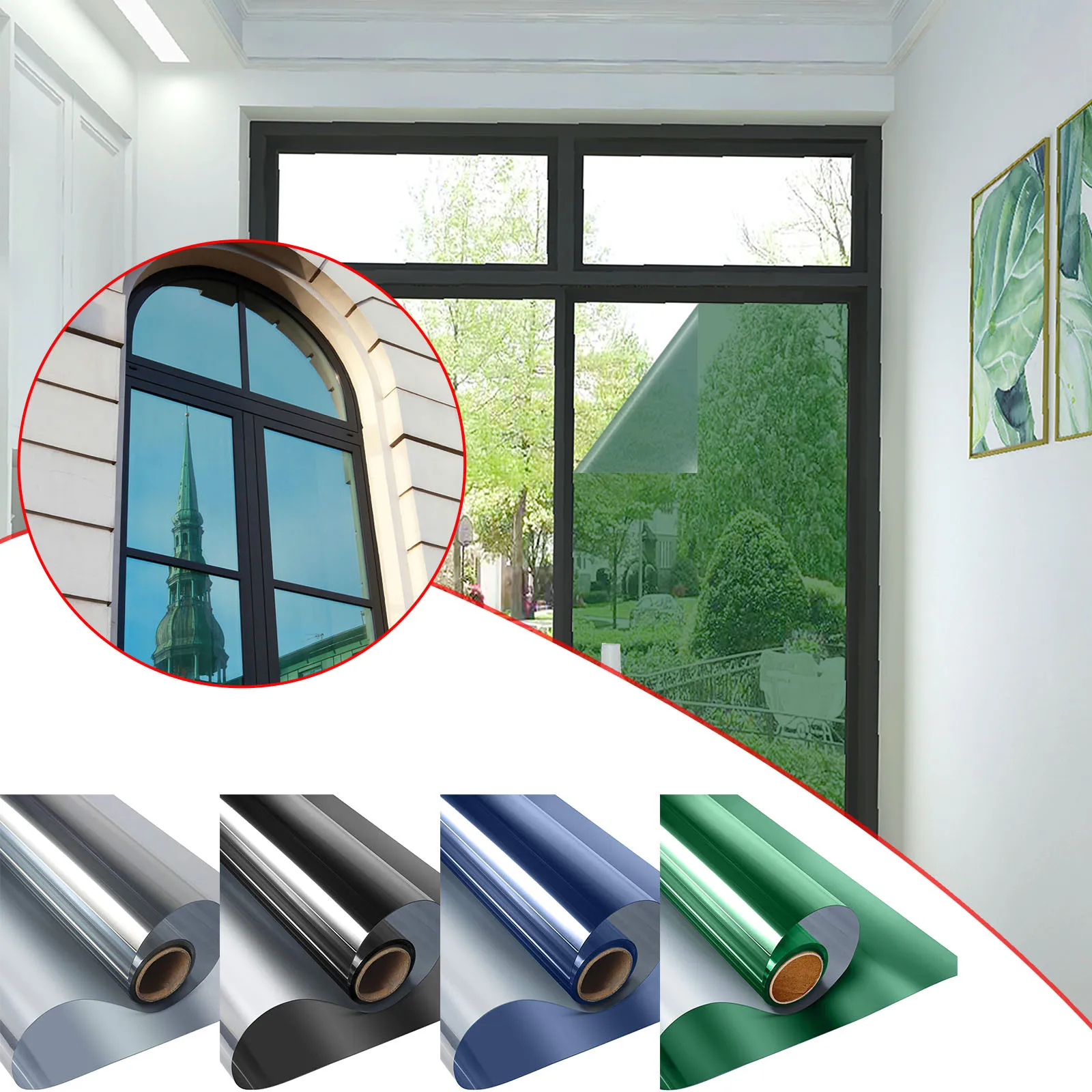 H1 Solar One Way Reflective Mirror Privacy Window Film Stop Heat Sticker 30*100c 