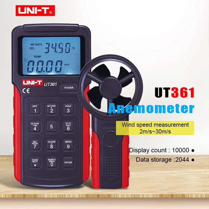 UNI T UT361 Анемометр измеритель скорости ветра цифровой тахометр с ЖК дисплеем и