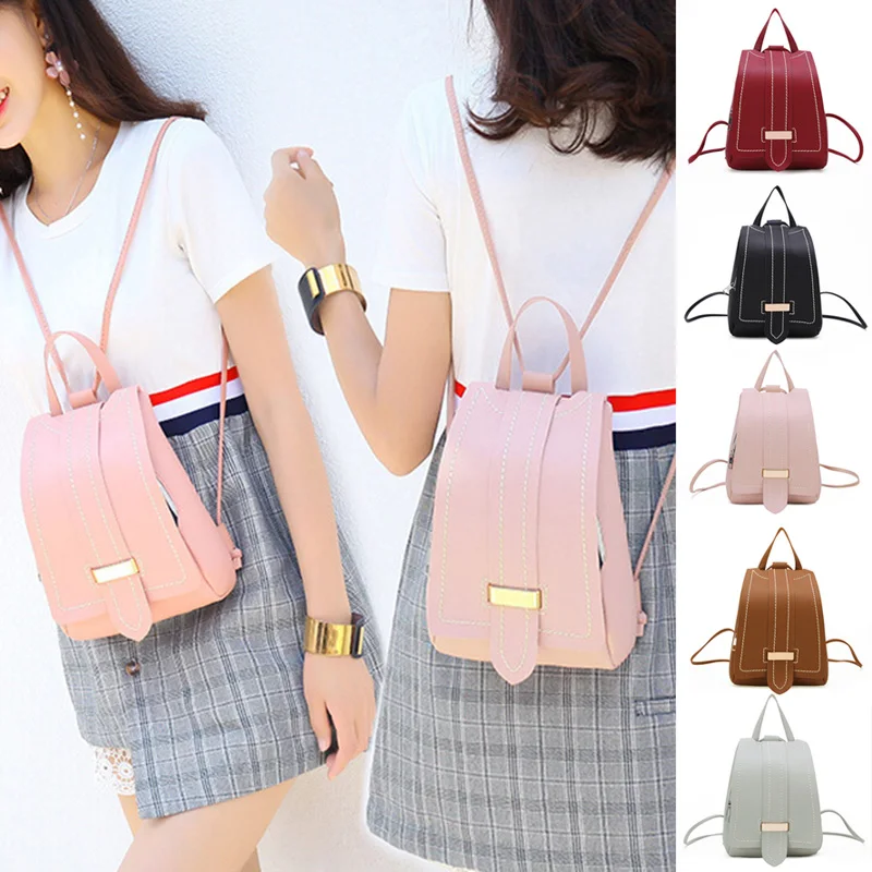 

Elegant Cover Contrast Stitching Sewing Shell Backpack Retro Style Student Daily Bag Girls Book Mochilas Feminina O66