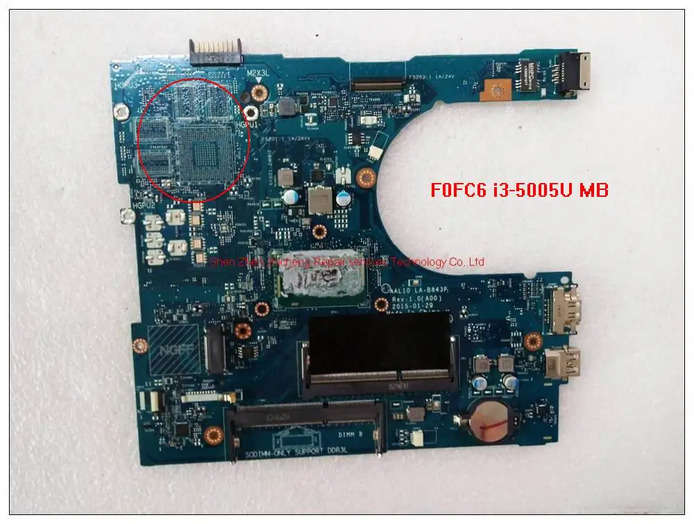 Для DELL Inspiron 5558 материнская плата AAL10 LA-B843P W45H6 I3-4030u или F0FC6 i3-5005U или FRV68 i5-5200U DDR3L встроенная графика
