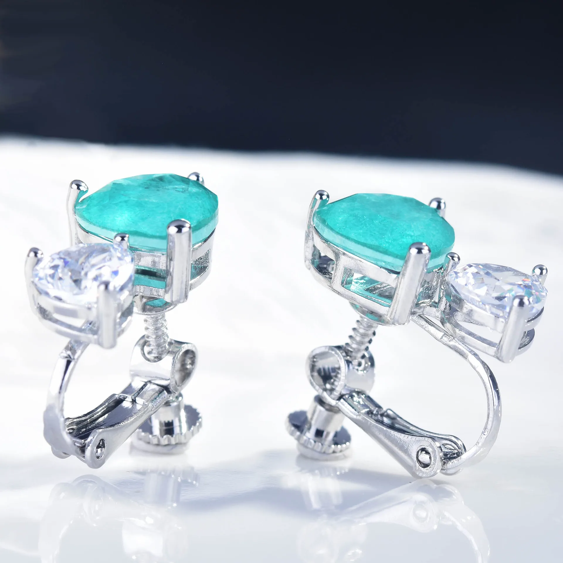 Fashion Cute Paraiba Blue and Green Tourmaline 925 Silver