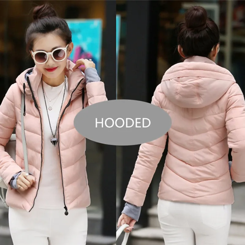 Hooded--Light Pink Новое Женское модное пальто зимняя куртка женская верхняя одежда короткая стеганая куртка Женская парка с подкладкой Женское пальто - Цвет: Hooded--Light Pink