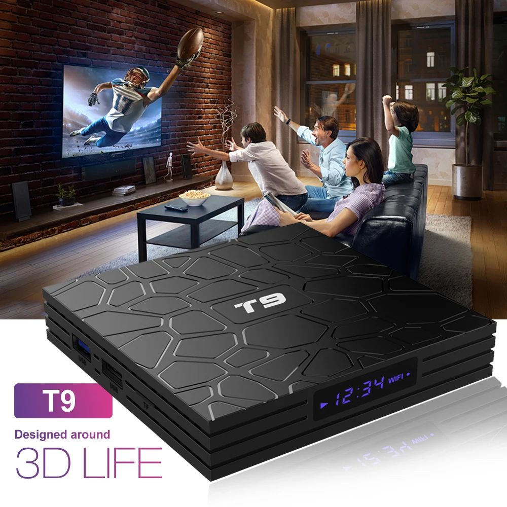 ТВ приставка T9 Android 8 1 RK3328 четырехъядерный 64 бит 4 ГБ/32 ГБ смарт 4K телеприставка VP9