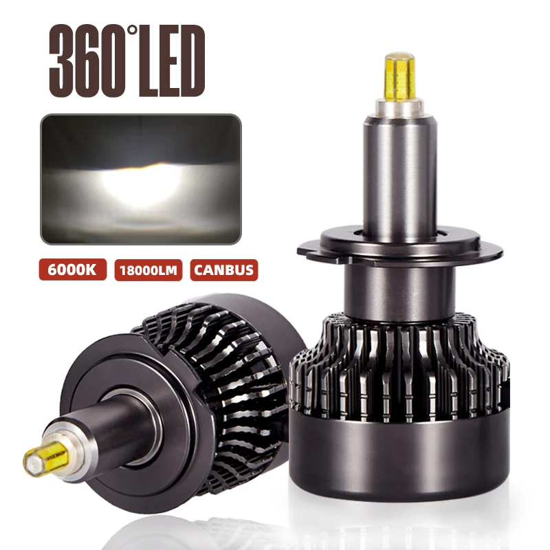 2PCS Turbo Led H7 Canbus 360° Car Headlight Bulbs H1 H8 H11 H16 9005 9006 9012 LED Lamp 12V 6000K 18000LM 360 Degree Mini Diodes