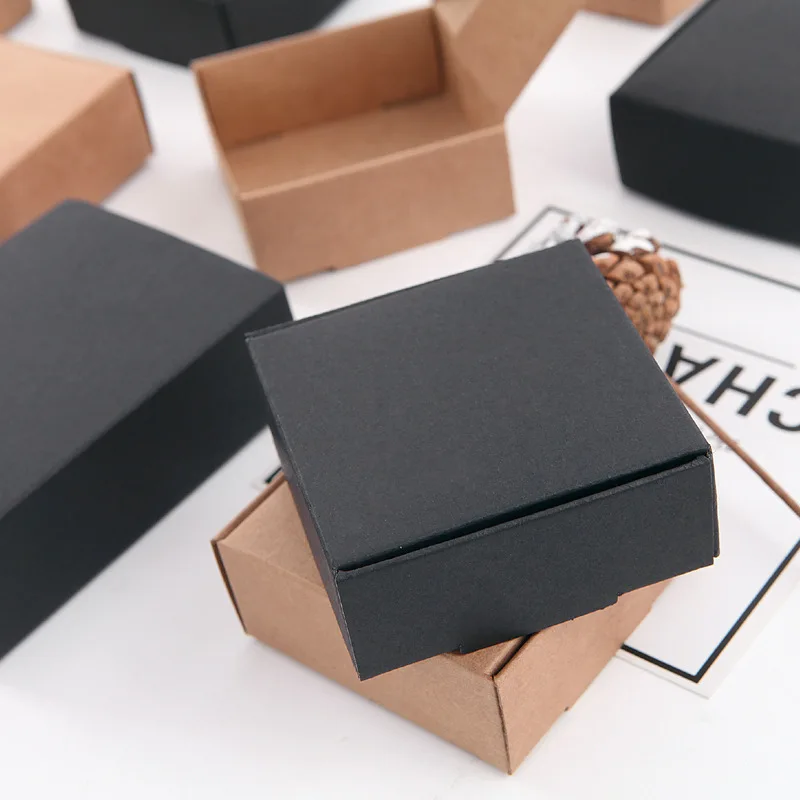 

Kraft Paper Boxes Handmade Soap Box Black Carton Box Small Jewelry Boxes Gift Paper Box 10 pieces/set