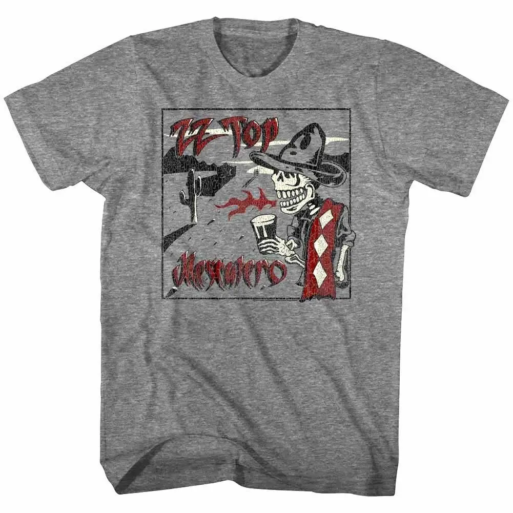 ZZ Top Mescalero Album Cover Mens T Shirt Skull Fire Rock Band Concert Merch New 2019 Fashion T-Shirts |