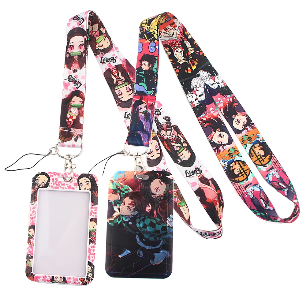 LT109 Anime Demon Slayer Print Keychain Ribbon Lanyards for Keys ID Card Phone Straps Hanging Rope Lariat Students Badge Holder | Украшения