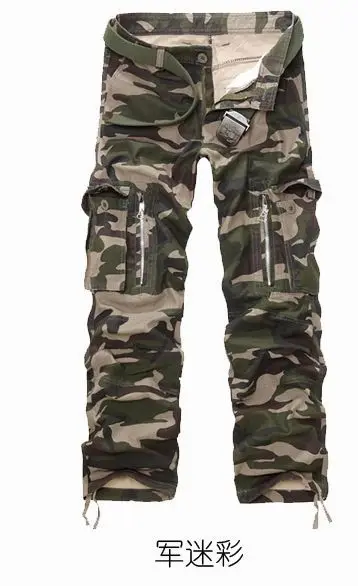 Песочные камуфляжные брюки, военные тактические брюки, мужские мешковатые комбинезоны с несколькими карманами, мужские хлопковые брюки карго для мужчин, размер 28-40 - Цвет: army camouflage