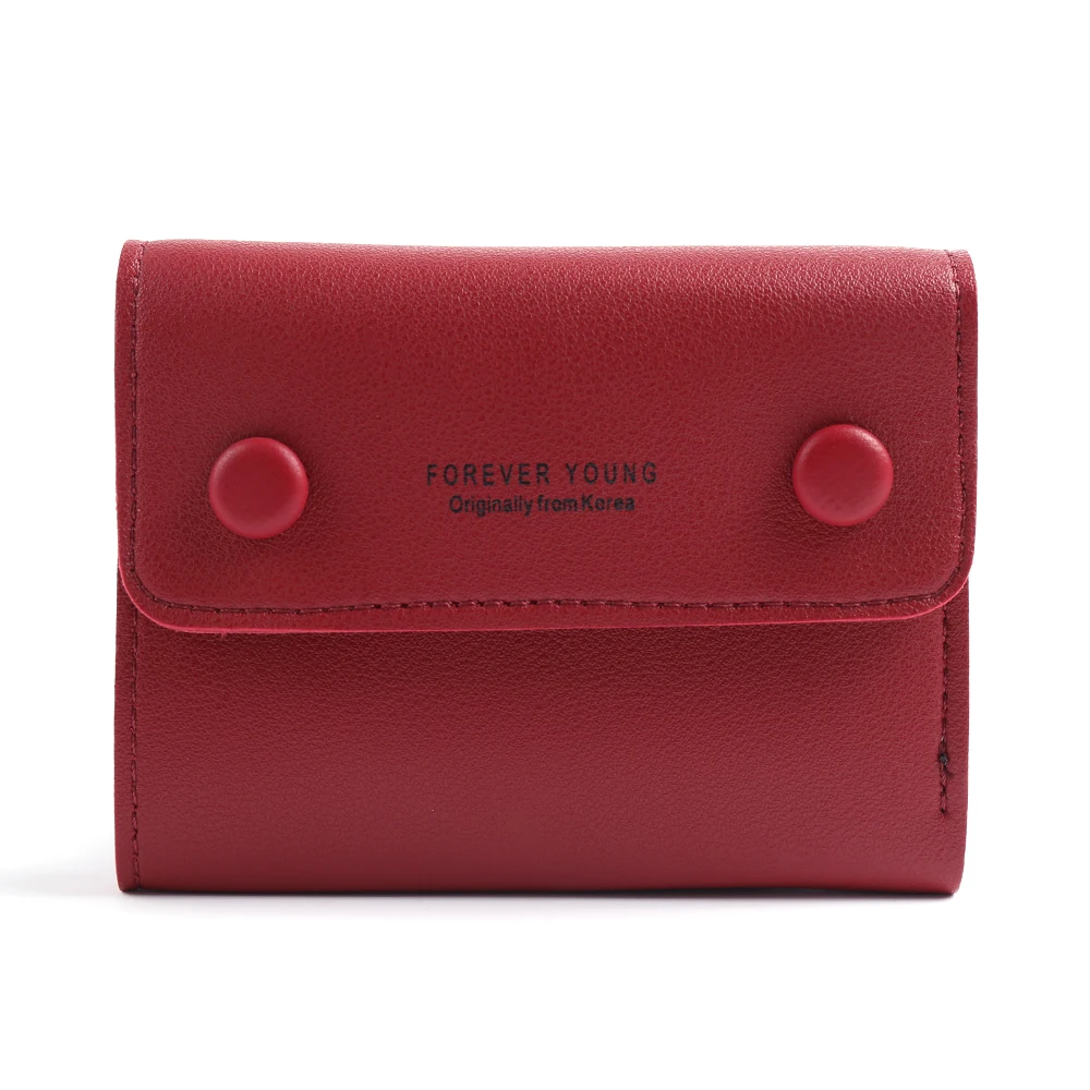 Женский кожаный кошелек с узором для монет, короткий кошелек с карманами, отделение для банкнот, держатель для карт, кошелек, сумка - Цвет: Красный