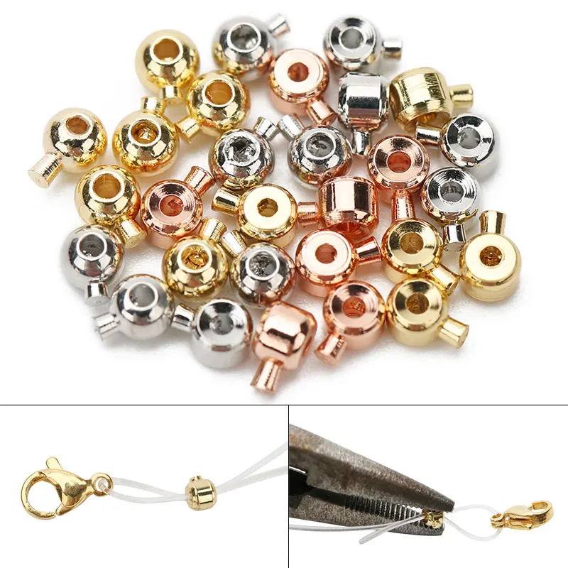 10pcslotRoundCopperEndCrimpBeads3mmMetalGoldenColorLoose