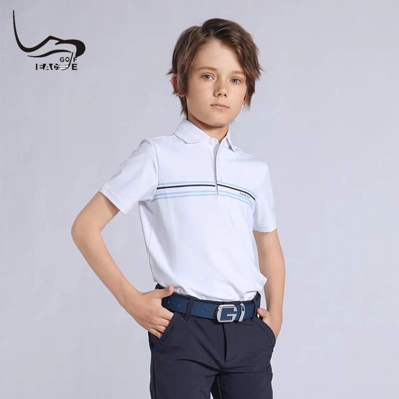 EAGEGOF Summer Boys Short Sleeve T-shirt Coolpass technical fabric Children golf Polos High-end Fashion Child sportswear