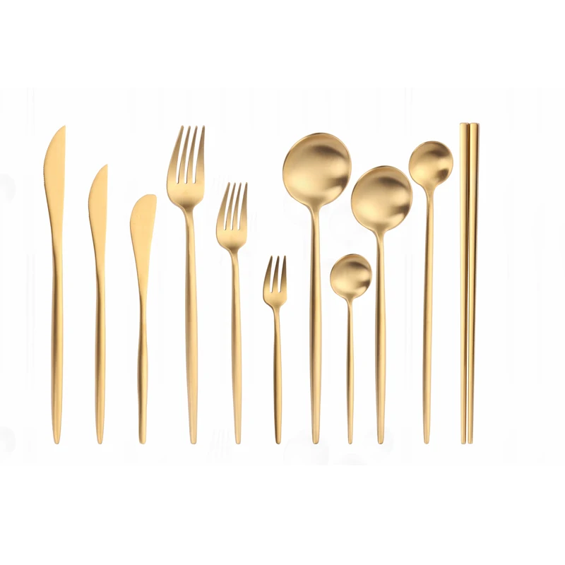 

Stainless Steel Cutlery Gold Cutlery Set Reusable Utensil Kit Gold Kitchen Tableware Complete Dinnerware Black and Gold Cutlery
