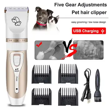 

USB Rechargeable Pet Hair Clipper With 4 Limit Comb Cat Dog Hair Trimmer Cutter Detachable Five Gear Adjustments