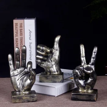 

Thumbs-up Victory OK Hand Signal Resin Statue Creative Bar KTV Wall Hangings Home Statue Desktop Decoration Craftwork X3309