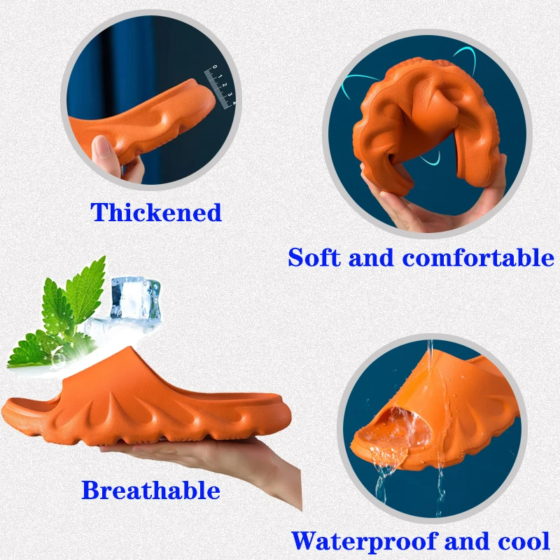 Women's and Men's Eva Thick-Soled Non-Slip Soft Rubber Slippers, Home Shoes Couple Flat Soft Bathroom Outdoor Beach Sandals