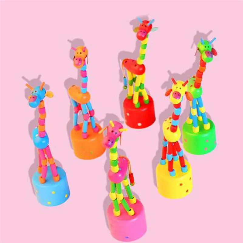 Giraffe wooden spring toy Kids Intelligence Toy Dancing Stand Rocking Wooden Toy juguetes #3N20 (2)