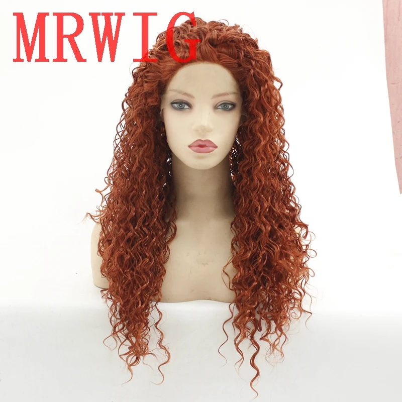 MRWIG Free Part Kinky Curly 130#/99J/Purple Synthetic Heat Resistant Fiber Front Lace Wig 26in 150%Density