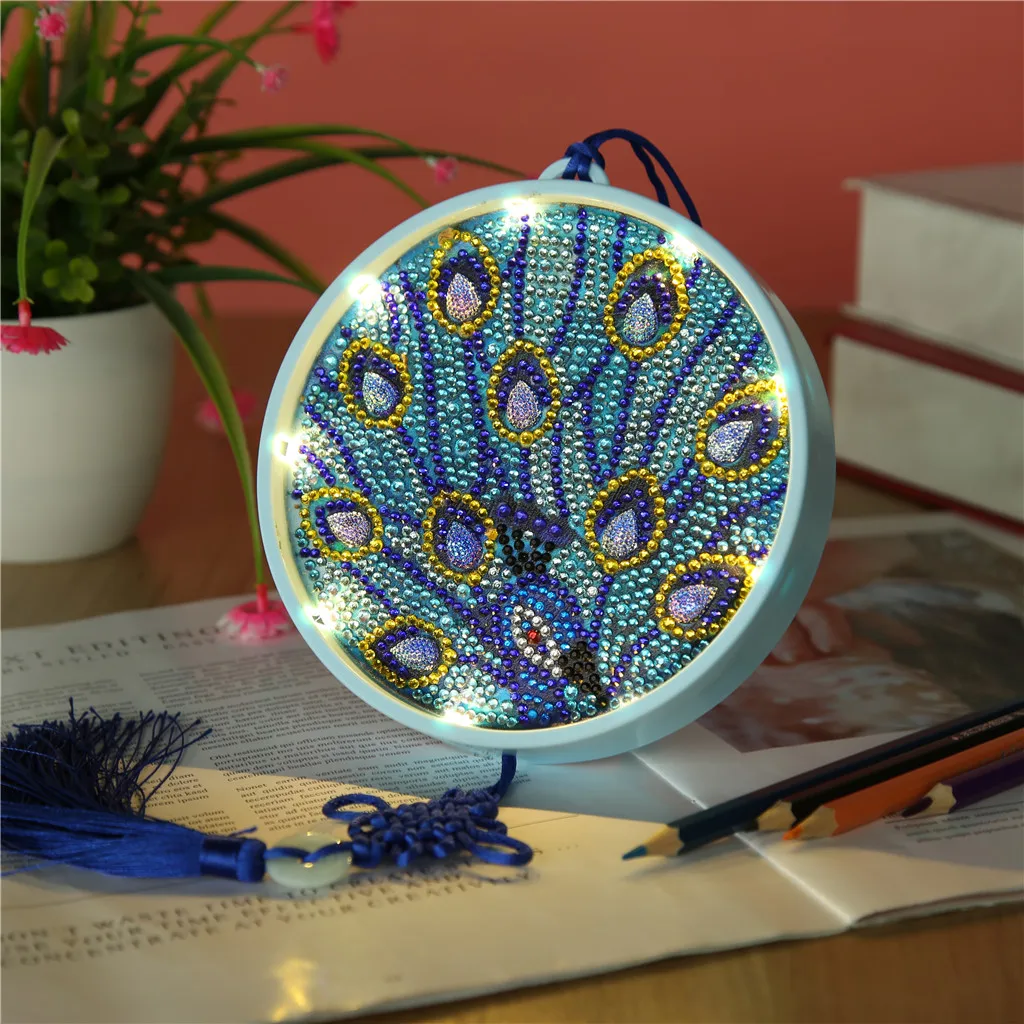 DIY Павлин светодиодный светильник для алмазной живописи вышивка крестиком