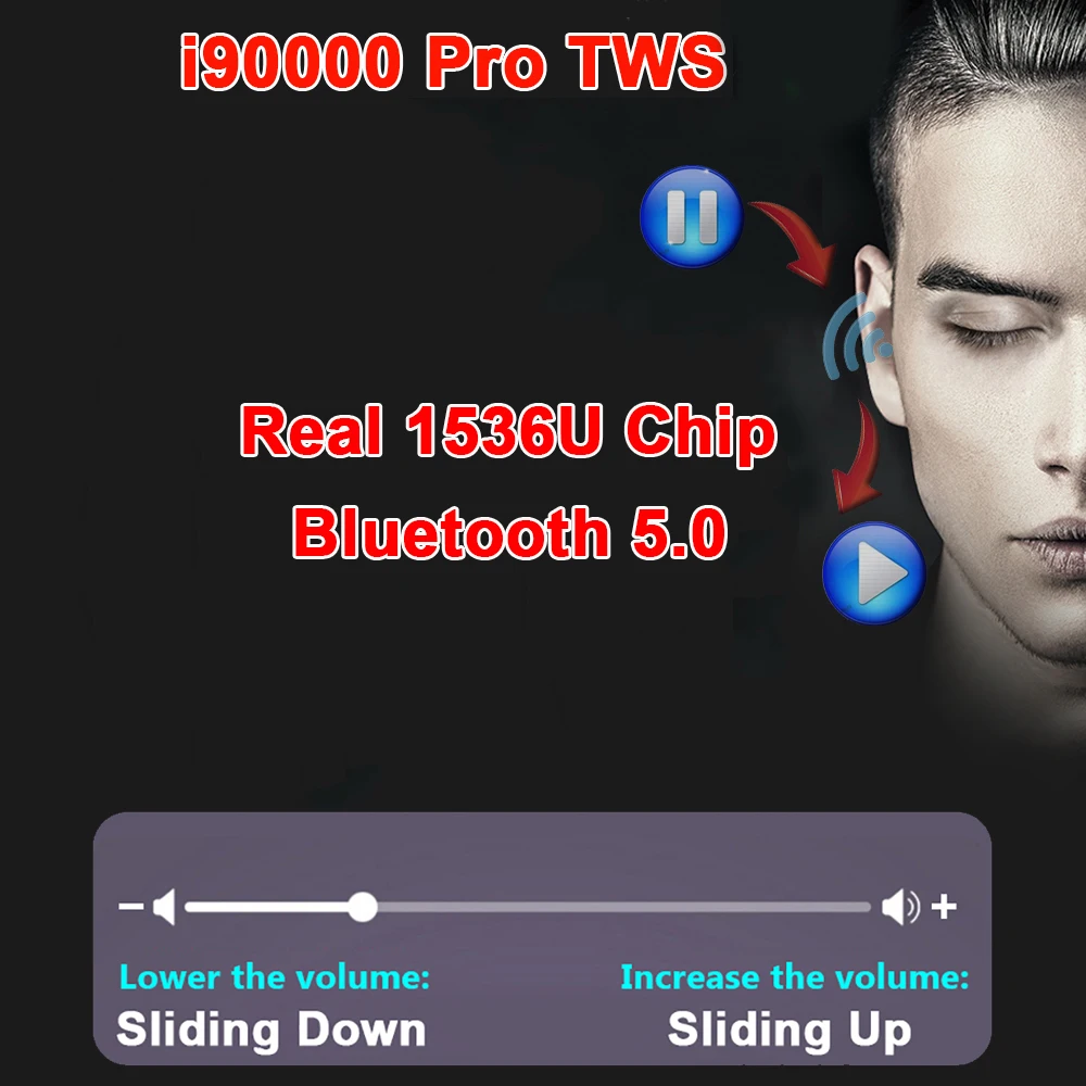 Original i90000 Pro TWS Wireless Earphone With Air2 Rename Bluetooth 5 0 Earphone Volume Control Super Bass Earbuds PK i9000Pro
