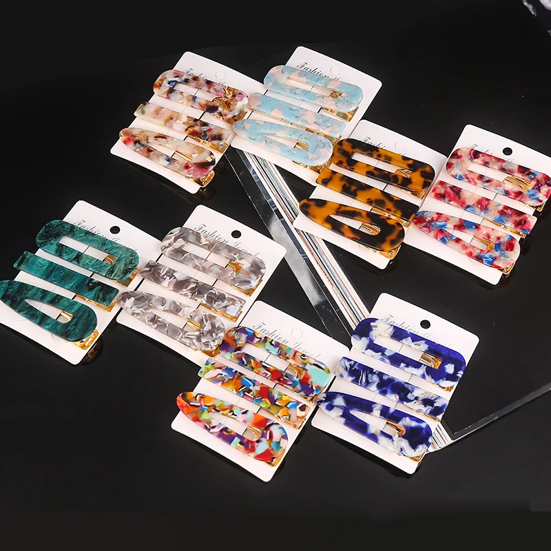 

3 Pcs/Set Popular Resin Acetate Hair Clips Hollow Out Geometric Female Headband Hairpins Barrettes Hair Styling Accessories
