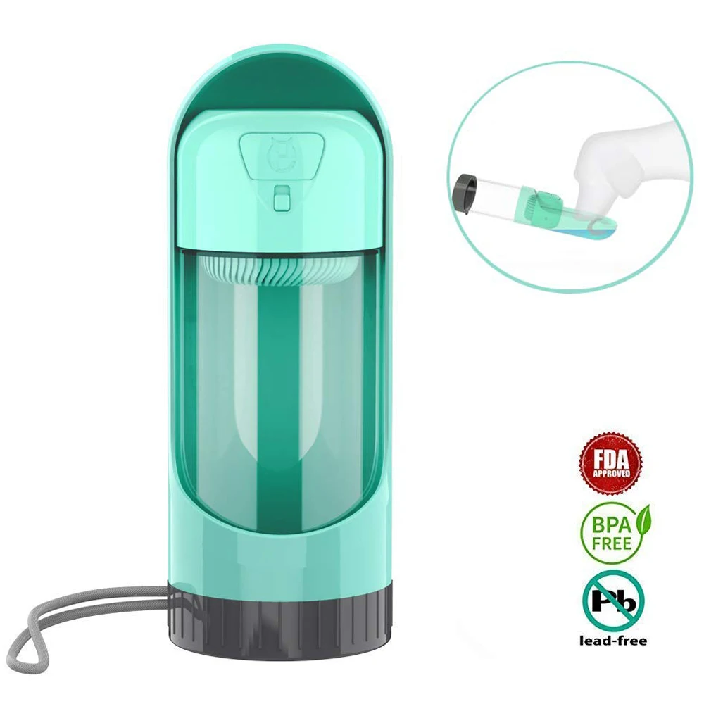 Botella de agua portátil para mascotas, cuencos para beber para perros pequeños y grandes, dispensador de agua de alimentación para gatos, tazón con filtro de carbón activado