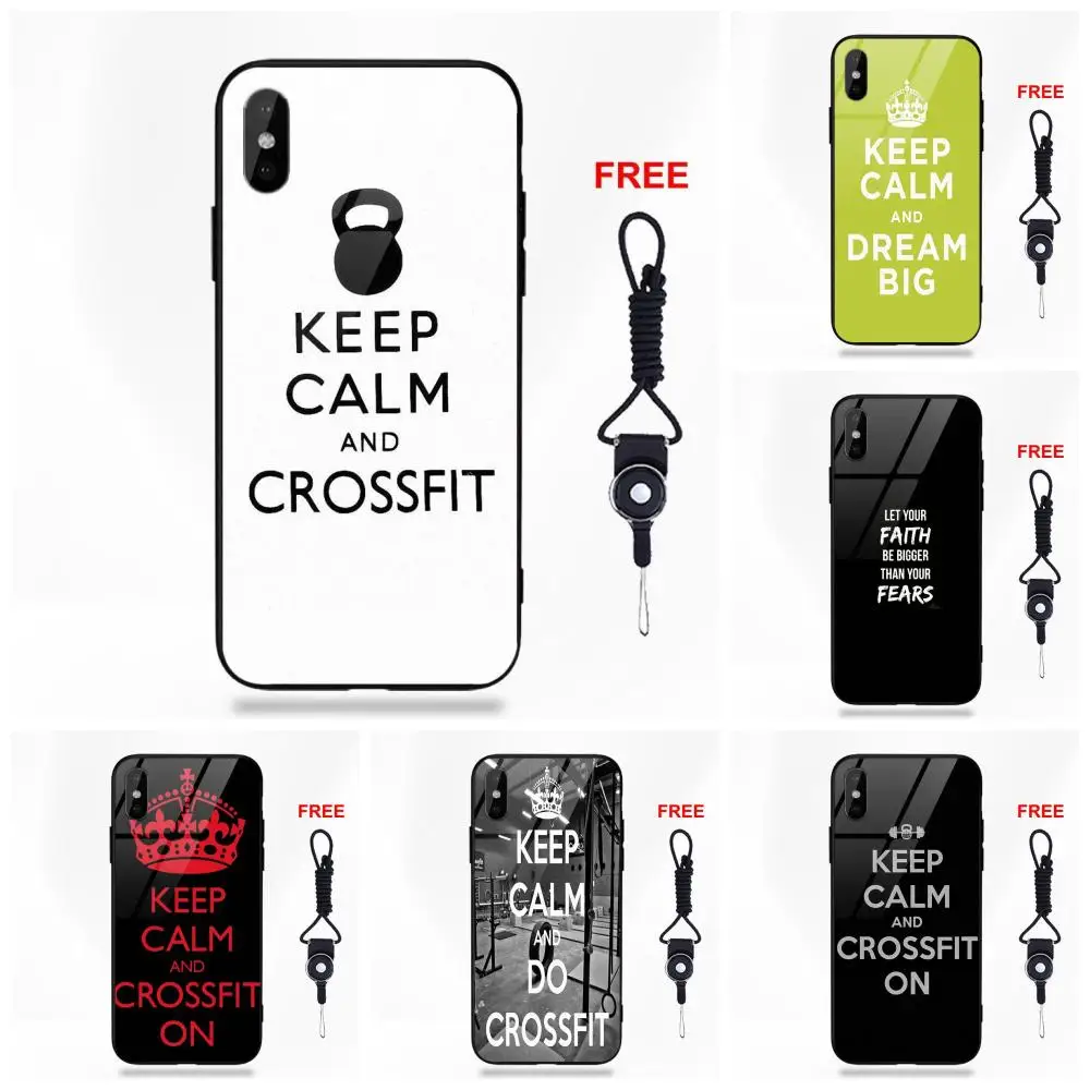 

Omdnwd Soft TPU Frame+Tempered Glass Cases Cover Keep Calm And Do Crossfit For Apple iPhone X XS Max XR 5 5C 5S SE 6 6S 7 8 Plus