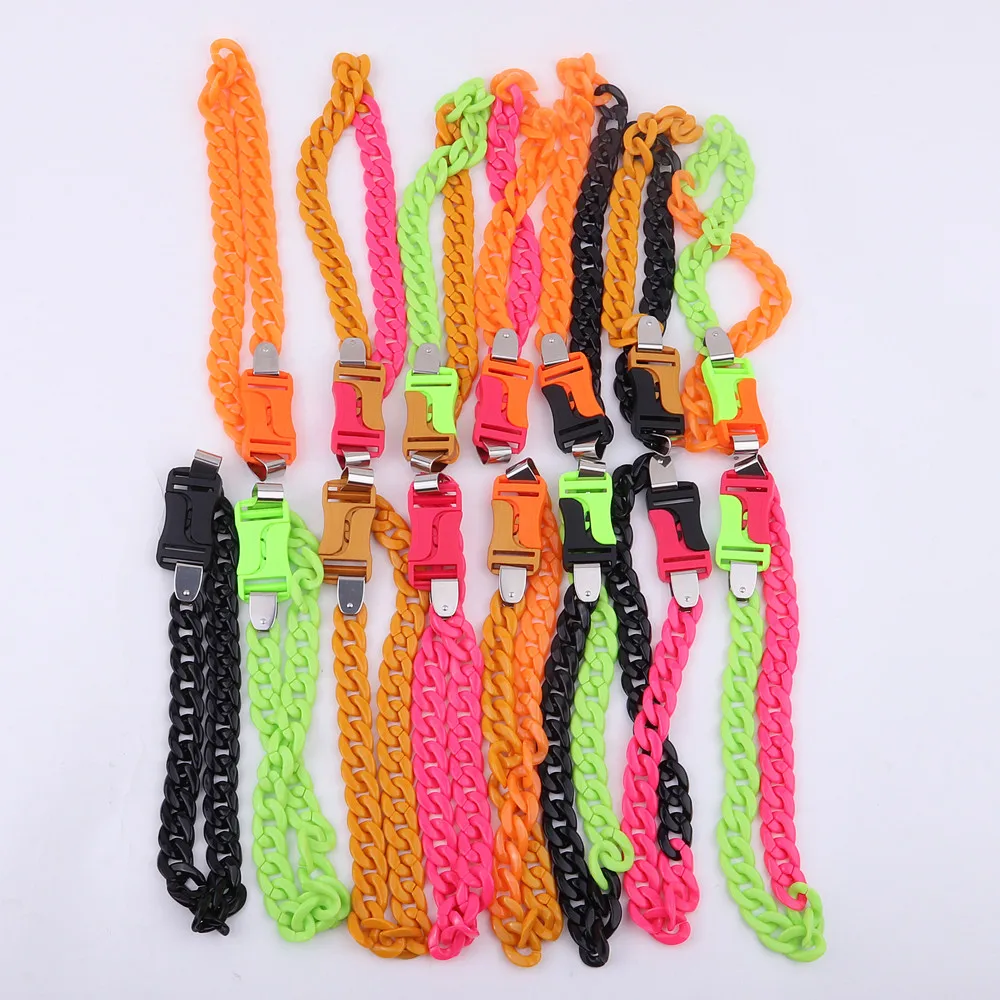 FishSheep Rock Punk Acrylic Chain Buckle Pendant Necklace For Men Women Statement Choker Collar Necklaces New Fashion Jewelry