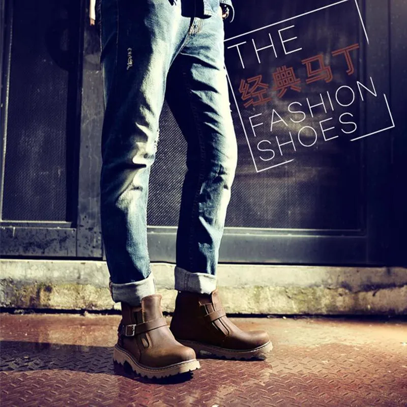 Men Waterproof Leather Motorcycle Boots Vintage Motorbike Protective Motorcycle Boot Motorcyclists Street Riding Shoes