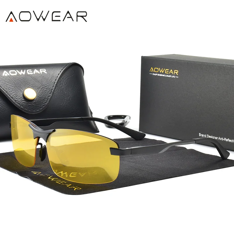AOWEAR Occhiali da guida notturni polarizzati Occhiali da sole antiriflesso per la visione notturna di sicurezza Occhiali Occhiali da sole gialli per conducente Gafas_voghion.com