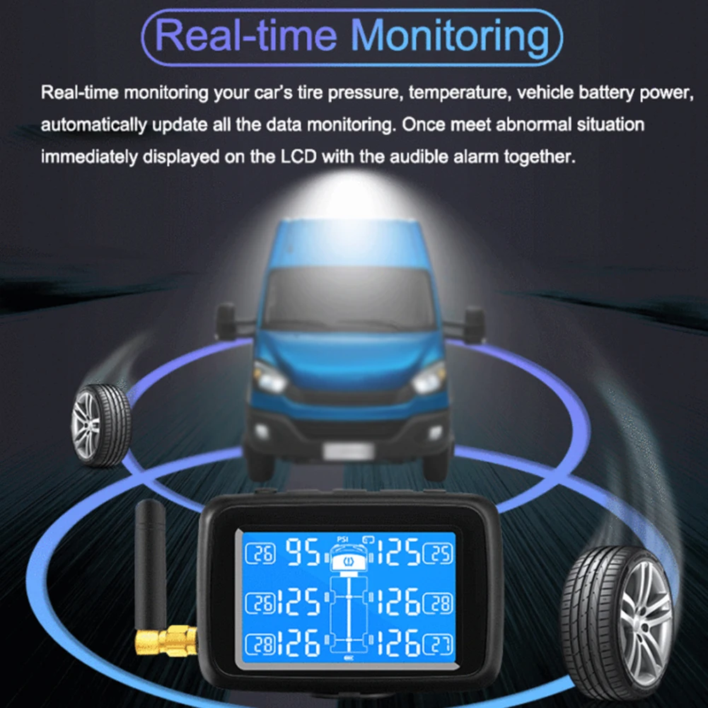 Беспроводной Электрический внешний с датчиком черный Универсальный Легко установить грузовик автобус цифровой перезаряжаемый сигнал тревоги давление в шинах монитор