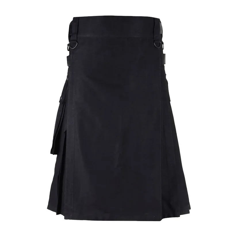 Черный Vogue хороший регулируемый пояс для мужчин VogueSkirt брюки Твердые плед Панк Хип-поп авангарда мужские модные брюки Шотландский Килт - Цвет: Черный