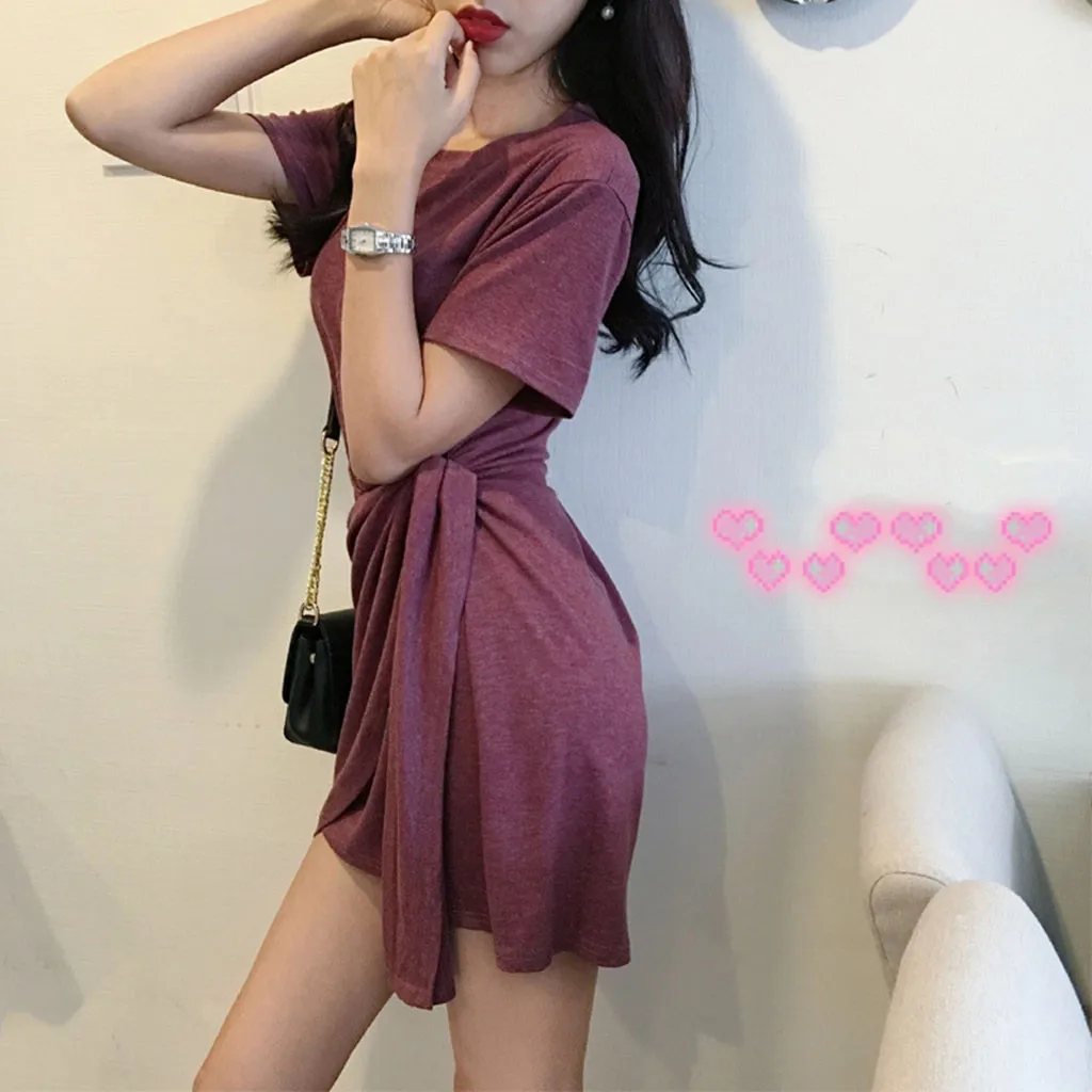Jaycosin Romance Elegant Mini Dresses Women 2020 Summer O Neck Solid Ladies Street Beach Leisure Vacation Short Dresses Mujer227