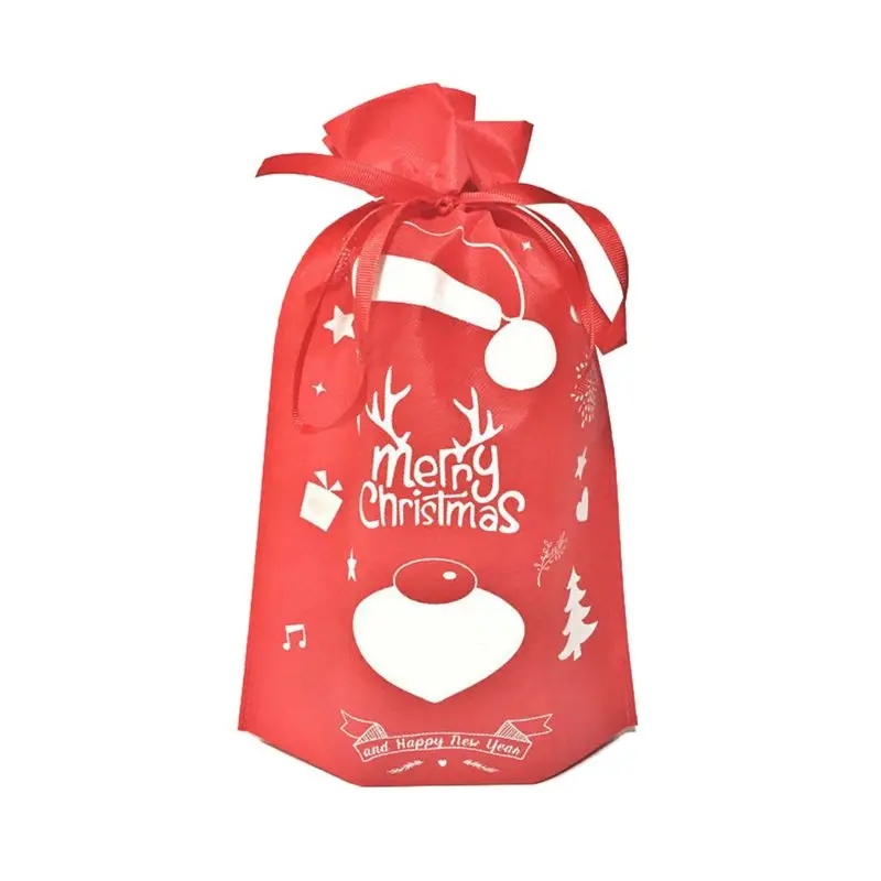 Christmas Non-woven Drawstring Bag Gift Organizer Xmas Holiday Party Decoration