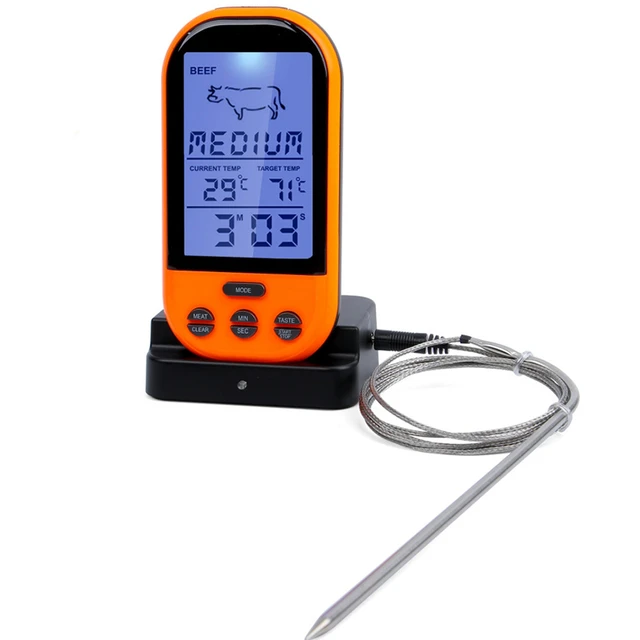 Digital BBQ Meat Thermometer Wireless Probe Grill Oven Portable