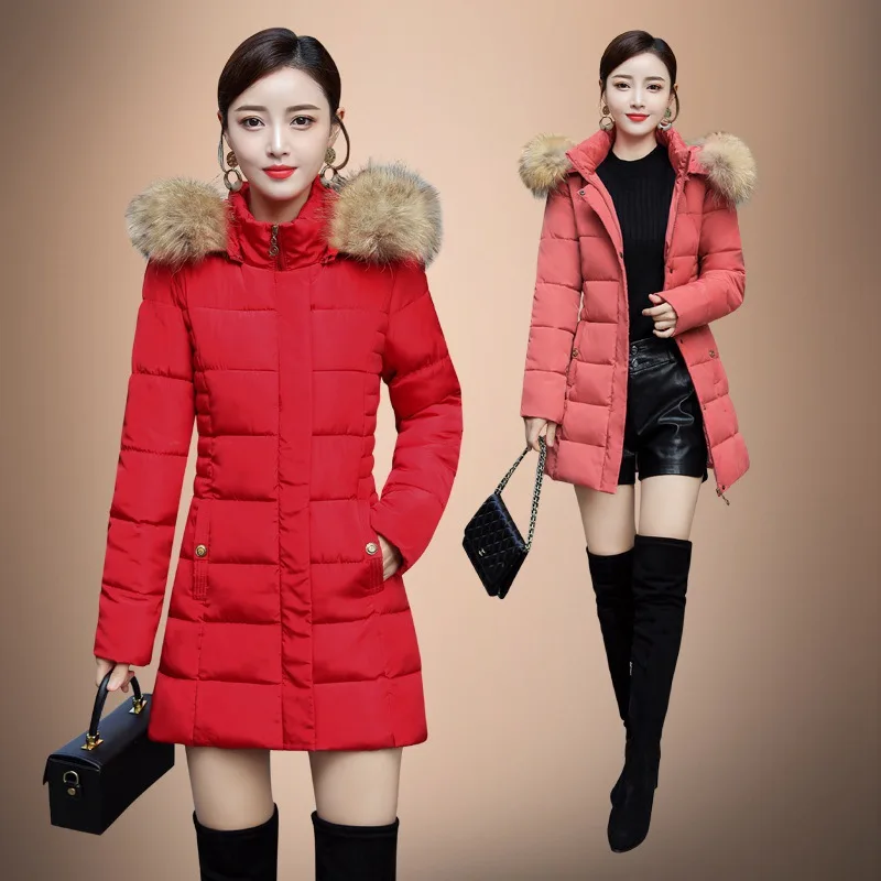 

2019 New Style Winter WOMEN'S Cotton-padded Clothes Korean-style Mid-length Slimming Middle-aged Women Dress Warm Coat Middle-ag