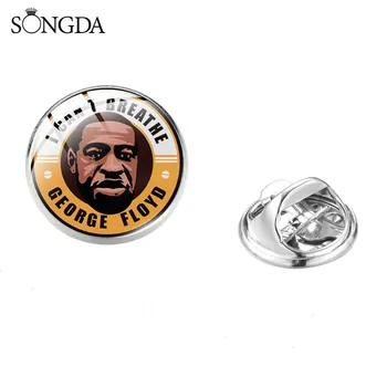 

SONGDA New George Floyd Face Black Lives Matter Brooch Pin For Women Men Hand Art Photo Glass Cabochon Brooch Trendy Jewelry