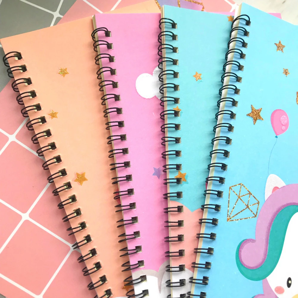 Kawaii Unicorn металлический блокнот с кнопками 1 шт. креативный простой листьями