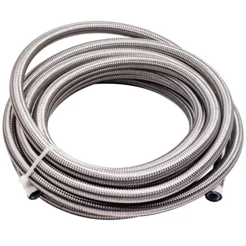 Reducer Expander Fitting Aluminum Hose Fitting 6AN AN6 5M 16FT PTFE Stainless Steel Braided Fuel Gas Oil Line Hose Assembly kit 0+45+90+180 degree+10 pcs End Fitting Kit
