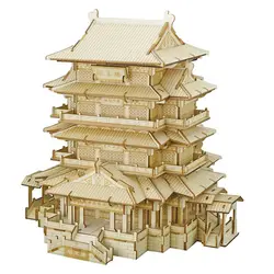 Пазл 3D деревянная модель пазла набор древней архитектурности высокоточная резка для детей и взрослых-Tengwang Pavilion