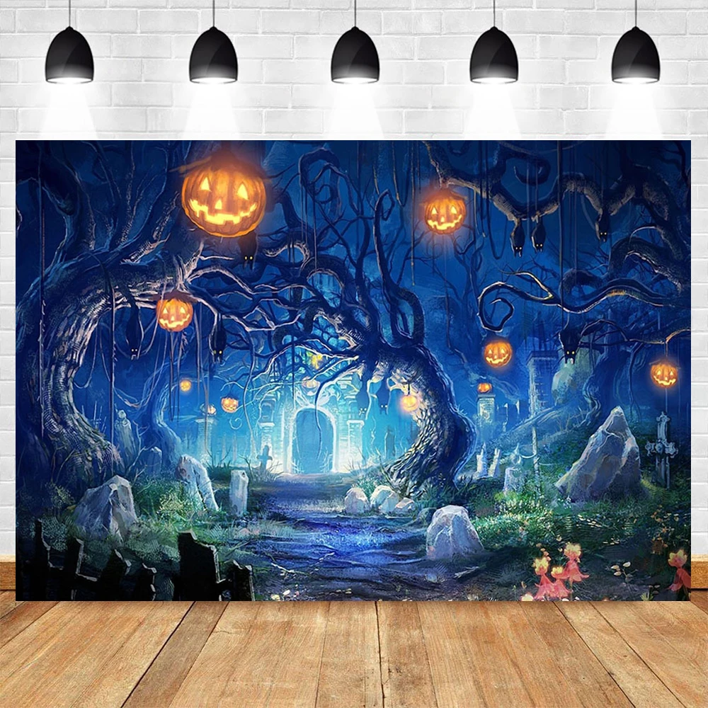 

Happy Halloween Backdrop for Photography Pumpkin Lantern Ghost Castle Bat Photo Backdrops Photo Booth Decor Background Props