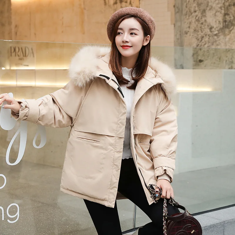 

2019 New Products Short Cotton-padded Clothes Women's Korean-style Loose-Fit down Jacket Cotton-padded Clothes Fashion Large Fur