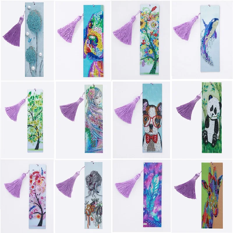 5D Diamond Painting Exquisite Pretty Girl Leather Bookmarks Tassel Bookmarks Craft Decoration Special Shaped Diamond Embroidery