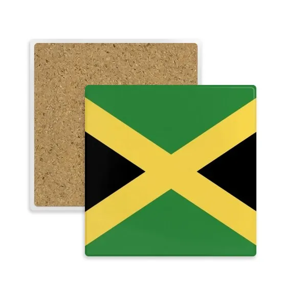

Jamaica National Flag North America Country Square Coaster Cup Mug Holder Absorbent Stone for Drinks 2pcs Gift