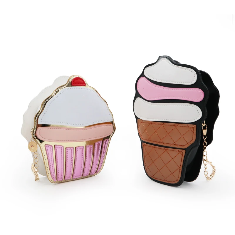 Милая женская сумка в виде капкейка мороженого из искусственной кожи, маленький клатч на цепочке, сумка-мессенджер для девушек, сумки через плечо, женские сумочки